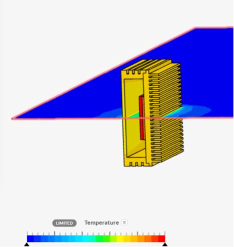 Copper fin thermal simulation at 10 seconds