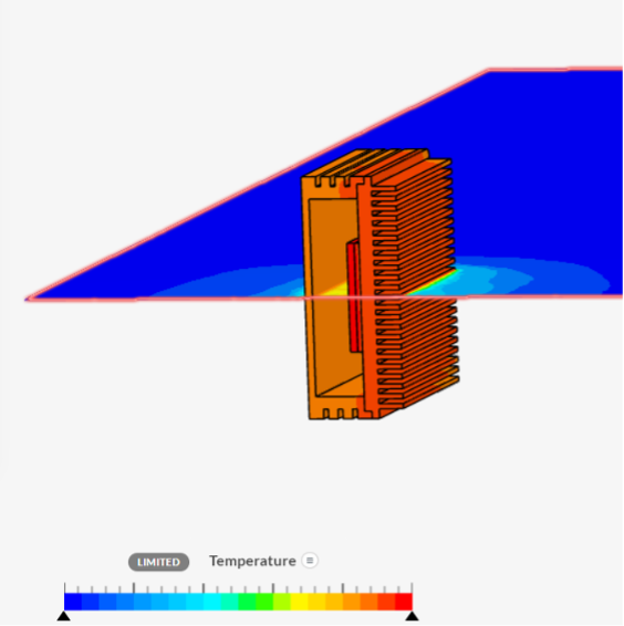 Copper fin thermal simulation at 30 seconds