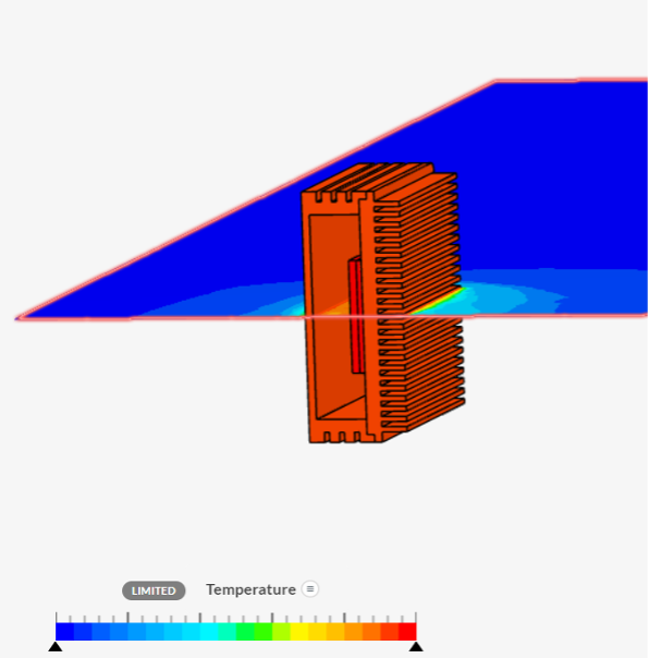 Copper fin thermal simulation at 60 seconds